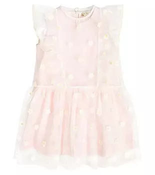 Платье из тюля с вышивкой Stella McCartney Kids, розовый