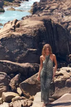 Платье из тюля с животным принтом ZARA, черный/белый