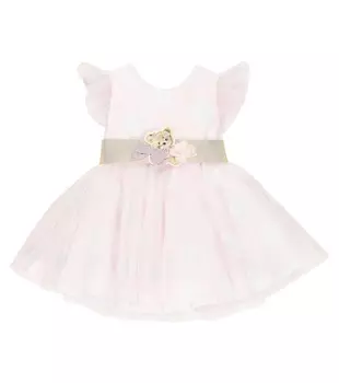 Платье из тюля в горошек Monnalisa, розовый