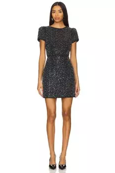 Платье из твида rowen с бисером Milly, черный