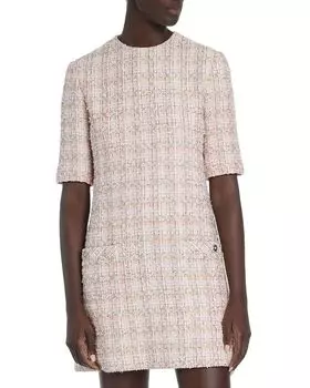 Платье из твида Versace, розовый