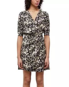 Платье из твила с цветами The Kooples, цвет Black