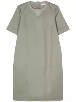 Платье из твила с отделкой бусинами Peserico, зеленое