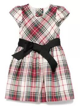 Платье из твила в клетку Ralph Lauren Kids, серый