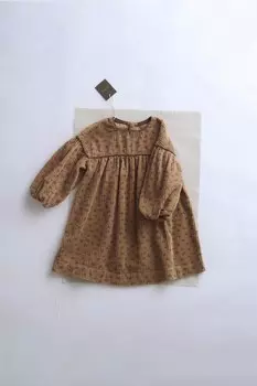 Платье из вельвета с цветочным рисунком ZARA, охра