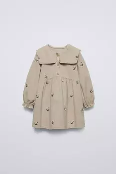 Платье из вельвета ZARA, серый