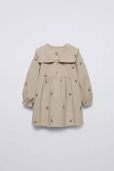 Платье из вельвета ZARA, серый