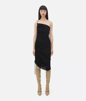 Платье из вискозного джерси Bottega Veneta, черный