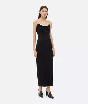 Платье из вискозного джерси Bottega Veneta, черный