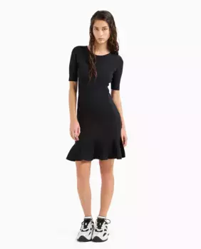 Платье из вискозного трикотажа с короткими рукавами Armani Exchange, черный