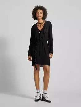 Платье из вискозы длиной до колена с воланами Patrizia Pepe, черный