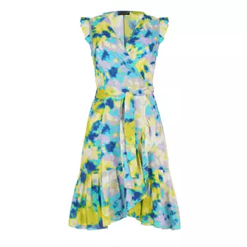 Платье из вискозы с акварельным узором в виде лимонных брызг Conquista, зеленый