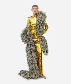 Платье из вискозы с пайетками Bottega Veneta