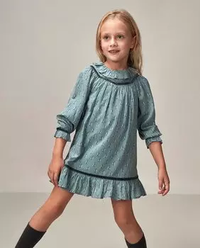 Платье из вискозы с принтом и воротником Gocco, синий