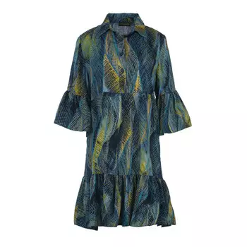 Платье из вискозы с принтом из лазурных перьев Conquista, зеленый