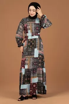 Платье из вискозы с принтом yama Sevitli, черный