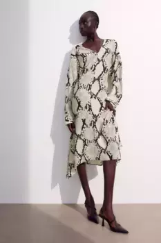 Платье из вискозы с узором H&M, бежевый