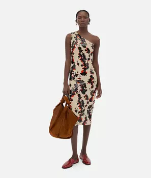Платье из вискозы с вышивкой Bottega Veneta