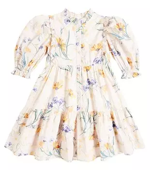 Платье из вуали с цветочным принтом Petite Amalie, белый