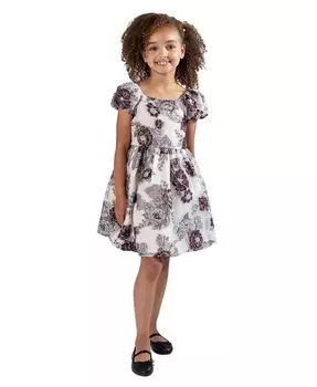 Платье из выгоревшей органзы для маленьких и маленьких девочек в социальном стиле Rare Editions, бежевый