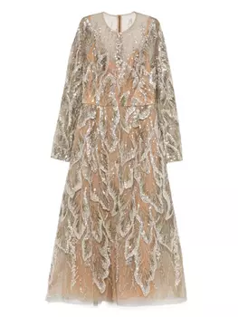 Платье из вышитого тюля Elie Saab, зеленый