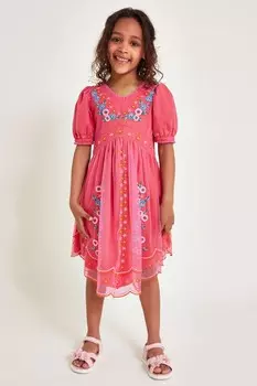 Платье из вышитой сетки Monsoon, розовый