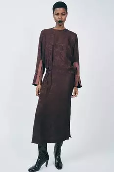 Платье из жаккардового платья ZARA, цвет Aubergine