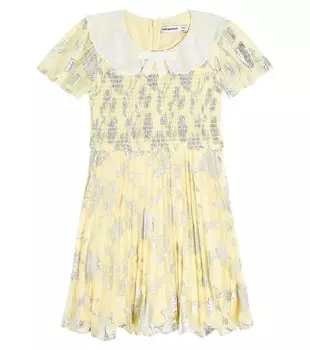 Платье из жаккардового шифона с эффектом металлик Self-Portrait, желтый