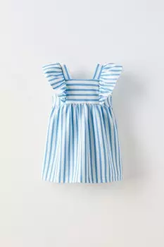 Платье из жаккардовой полоски ZARA, бирюзовый