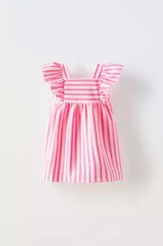 Платье из жаккардовой полоски ZARA, фуксия