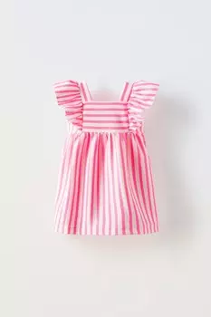 Платье из жаккардовой полоски ZARA, фуксия