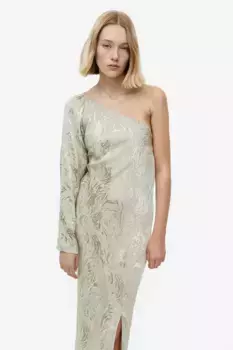 Платье из жаккардовой ткани на одно плечо H&M, бежевый