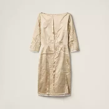 Платье из жатого атласного крепа Miu Miu, бежевый