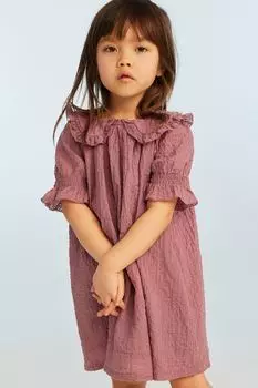 Платье из жатого хлопка H&M, розовый