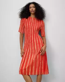 Платье из жатого материала с вырезом-лодочкой Adolfo Dominguez, красный