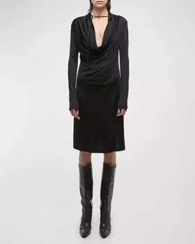 Платье из жидкого трикотажа с хомутом Helmut Lang, цвет Black