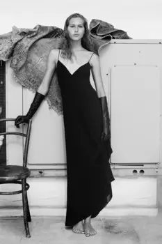 Платье из жоржета с бретельками ZARA, черный