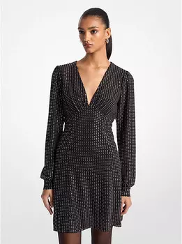 Платье из жоржета со стразами Michael Kors, черный