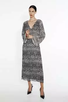 Платье из змеиной кожи с вырезами ZARA, серый