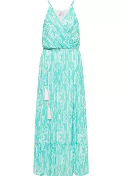 Платье IZIA Midi Mit Batikprint, бирюзовый