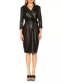 Платье Jacqueline Alexia Admor из искусственной кожи с запахом из искусственной кожи, черный