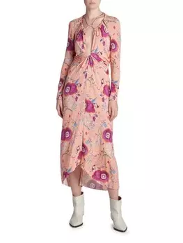 Платье Jadessi Isabel Marant миди из джерси с цветочным вырезом, розовый