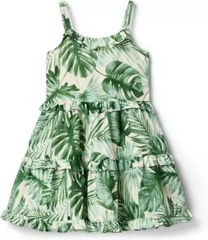 Платье Janie and Jack Girls Palm Print Dress, зеленый
