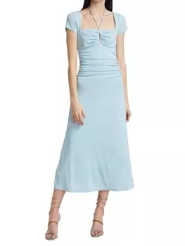 Платье Janis Cinq À Sept миди из эластичного крепа, сетло-голубой