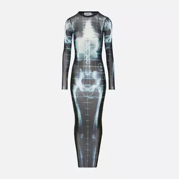 Платье Jean Paul Gaultier Mesh Crew Neck Long Dress, цвет Squeletor Black