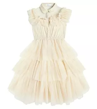 Платье Jeena из тюля с оборками C'Era Una Volta, белый