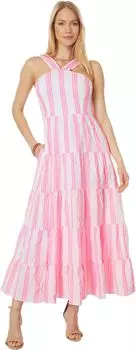 Платье Jenette Striped Halter Maxi Lilly Pulitzer, цвет Havana Pink Sails and Stripes Seersucker