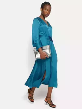 Платье Jigsaw Hammered Satin, синий