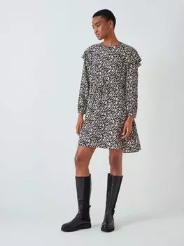 Платье John Lewis с абстрактным принтом и оборками на рукавах