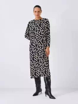 Платье John Lewis Spot Print Column Maxi, цвет black/multi